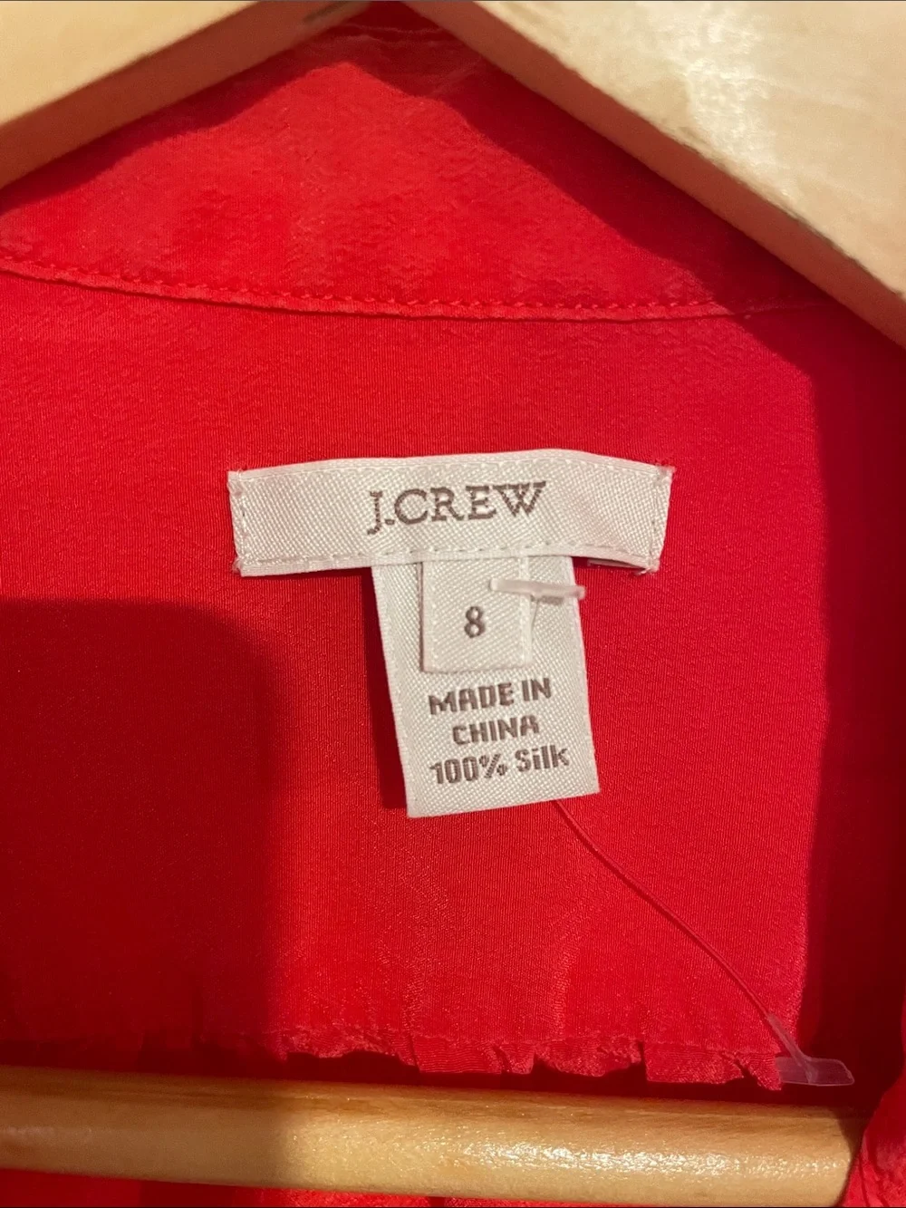 J. Crew Vibrant Red 100% Silk Button-Down Shirt Sz 8 B135